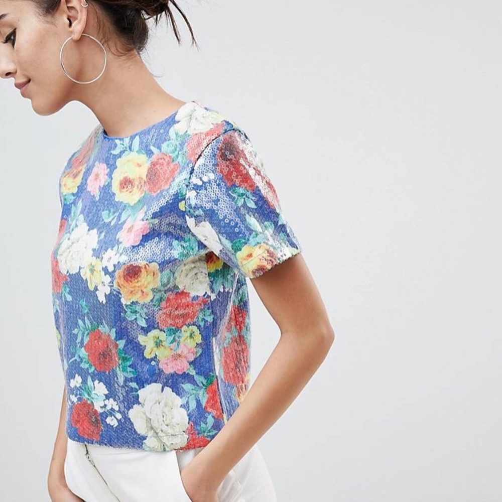 ASOS DESIGN Printed Sequin T-Shirt